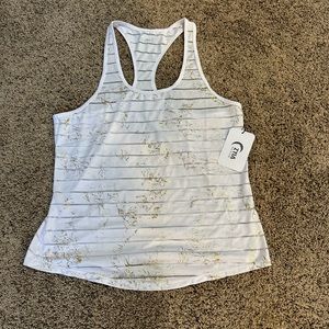 NWT Zyia White Stay Gold Reflective Havana Tank